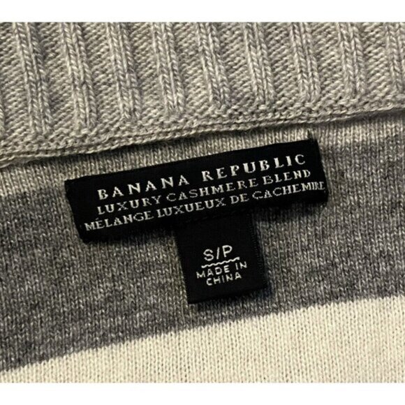 Banana Republic Sweater Womens S Luxury Cashmere Blend Stripes Gray Neutral Knit - Picture 3 of 5